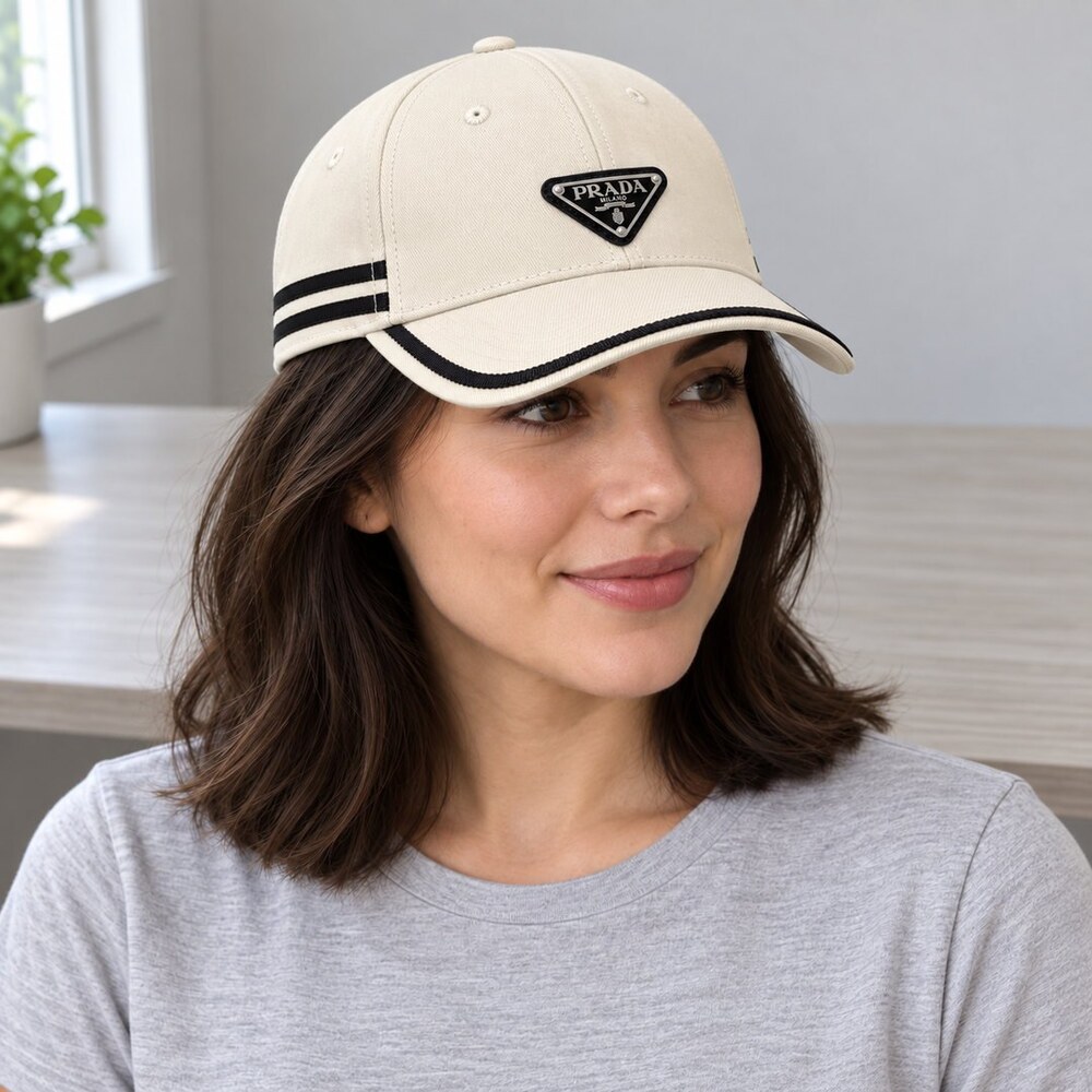 Prada Ivory Cap with Black Stripes - Picture 2 of 6